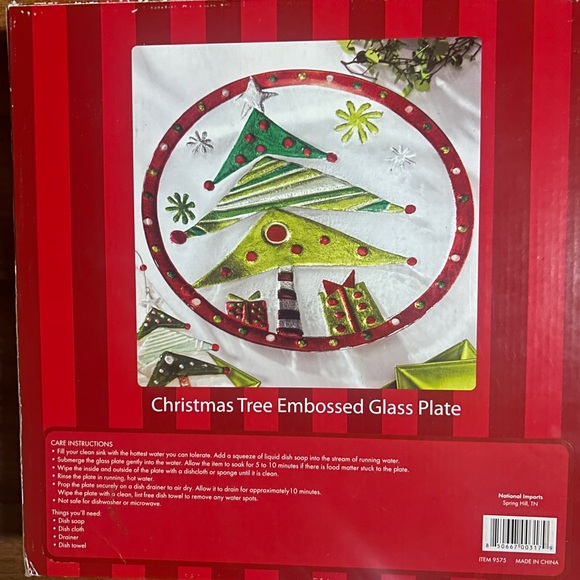National Imports • Christmas Tree • Embossed Glass Plate • New W/ Box - Picture 7 of 10